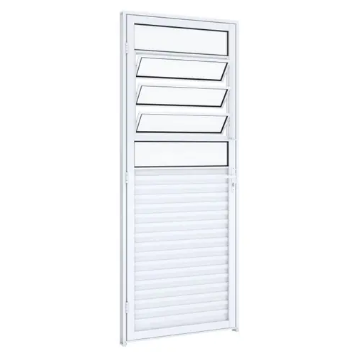 Porta Branca Esquerda de Alumínio Mista de 210 x 80cm Maxibel